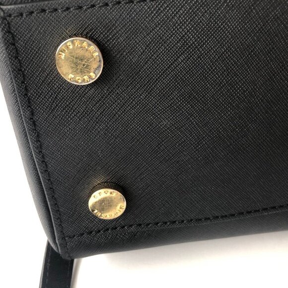 MK MICHAEL KORS SUTTON Saffiano Leather Black Gold Med Handbag 12.5 x 9 x 4" - Picture 13 of 16